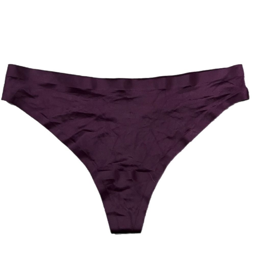 Victorias Secret Discontinued No-Show Sexy satin Thong Thick Panty wine Large